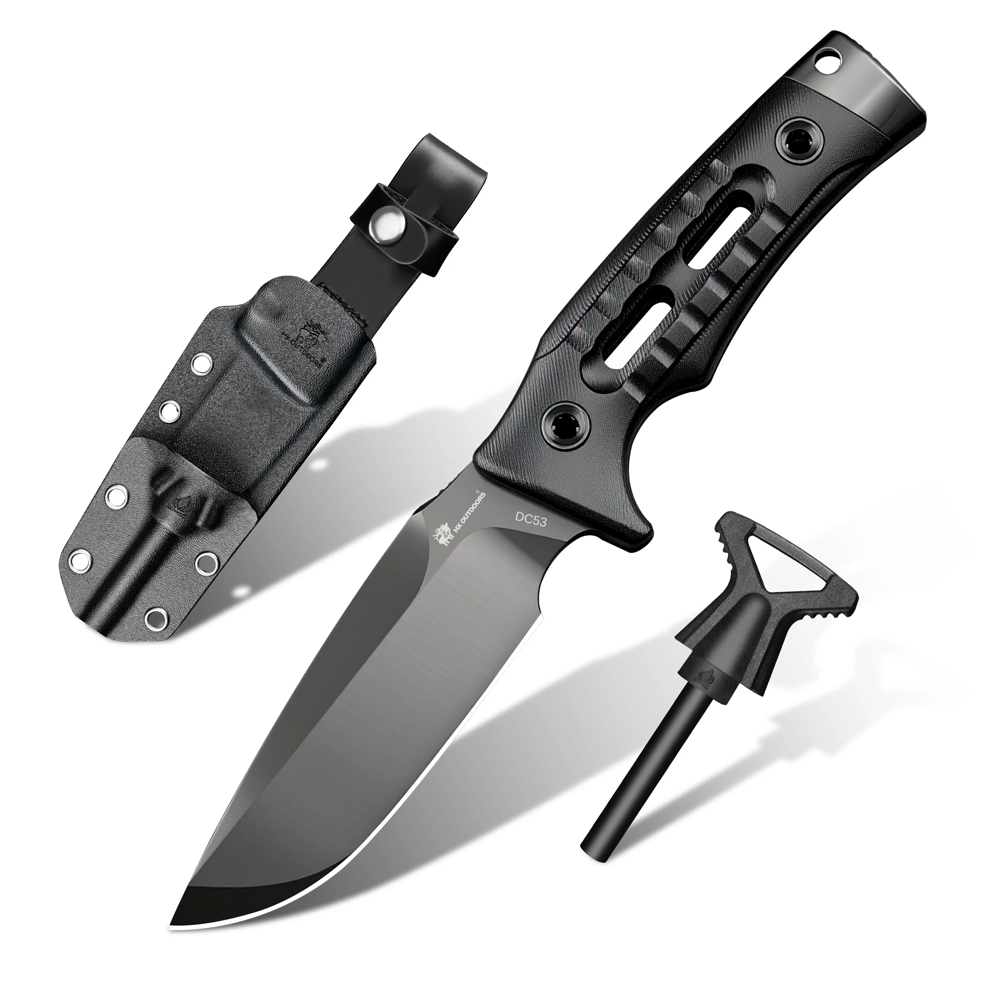 HX Rock Apex TD-18DLC couteau fixe DC53 DLC noir