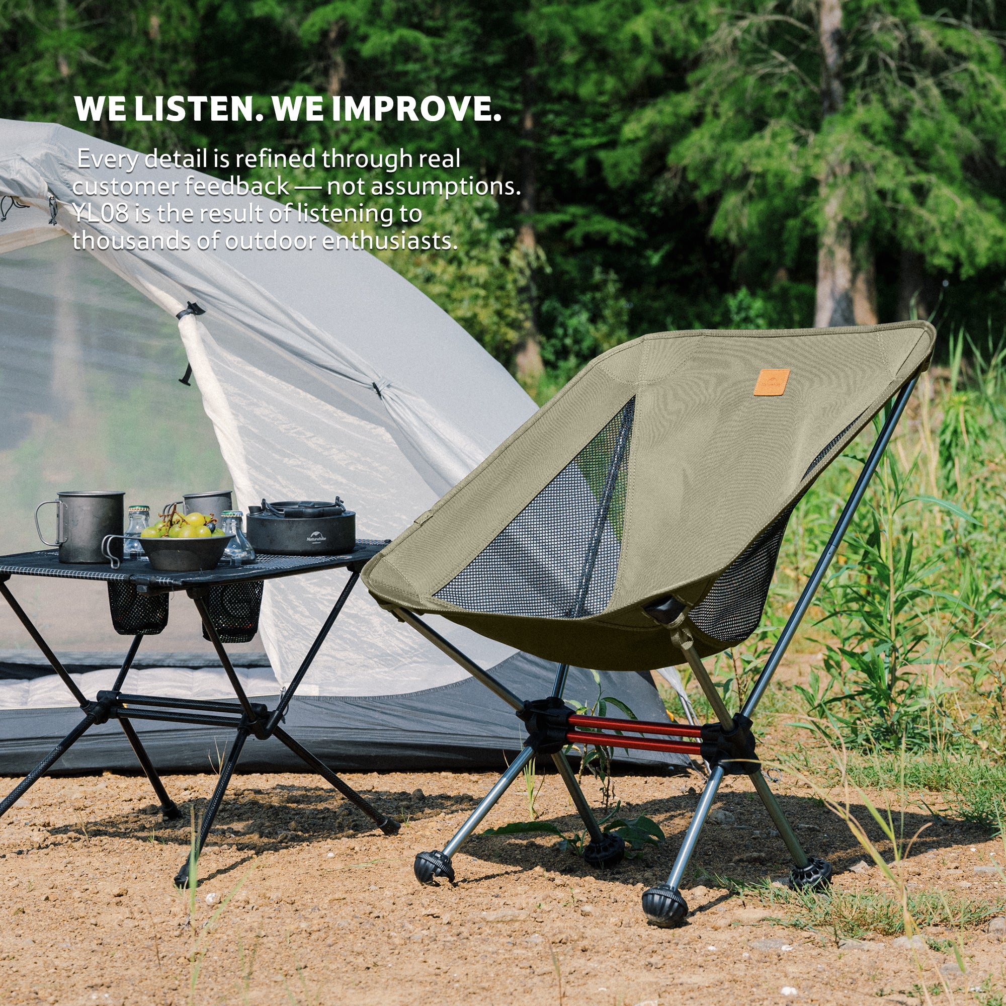 Naturehike PeakLite chaise camping pliable vert 120 kg