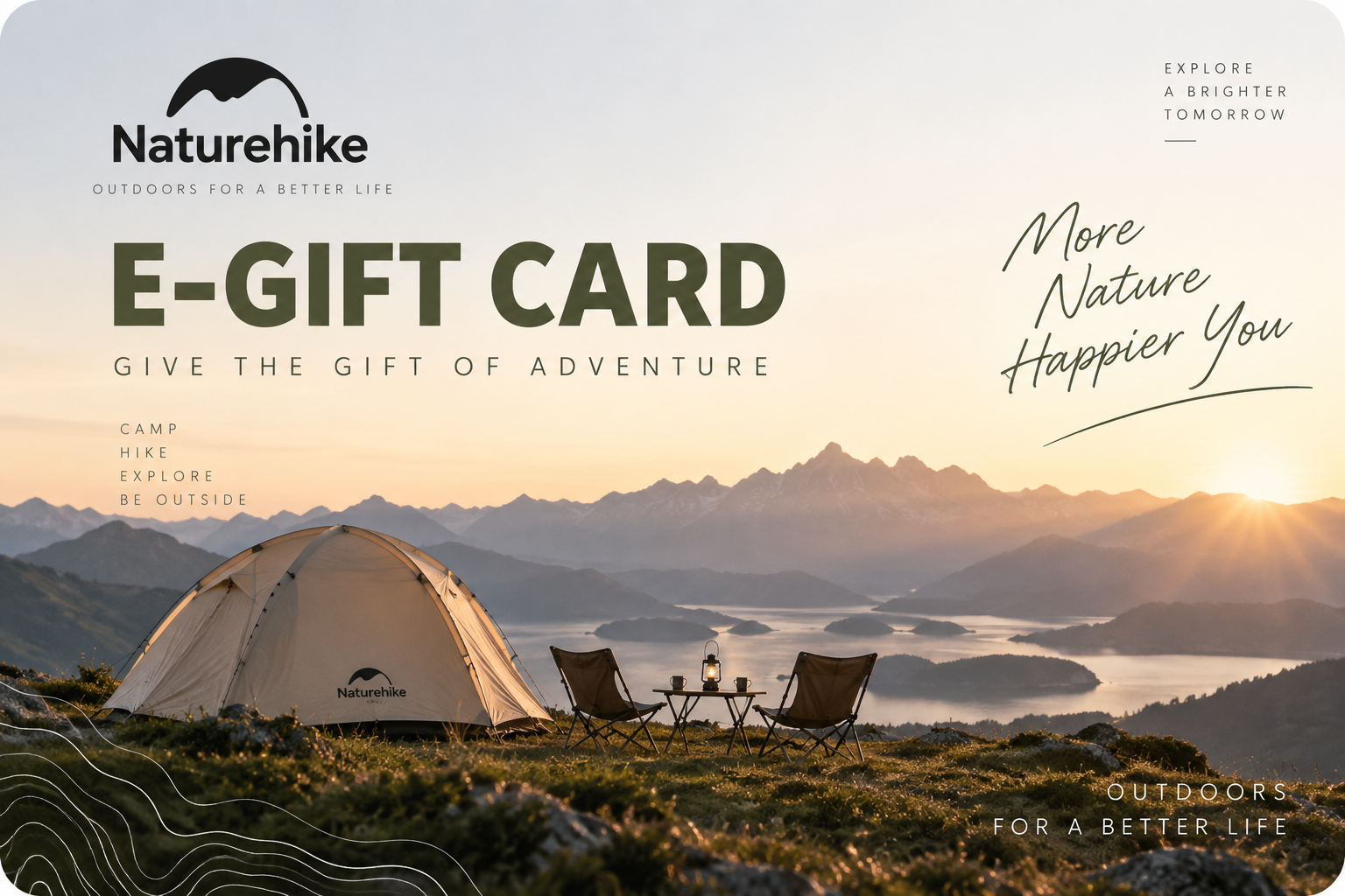 Naturehike carte cadeau électronique 50 équipement outdoor