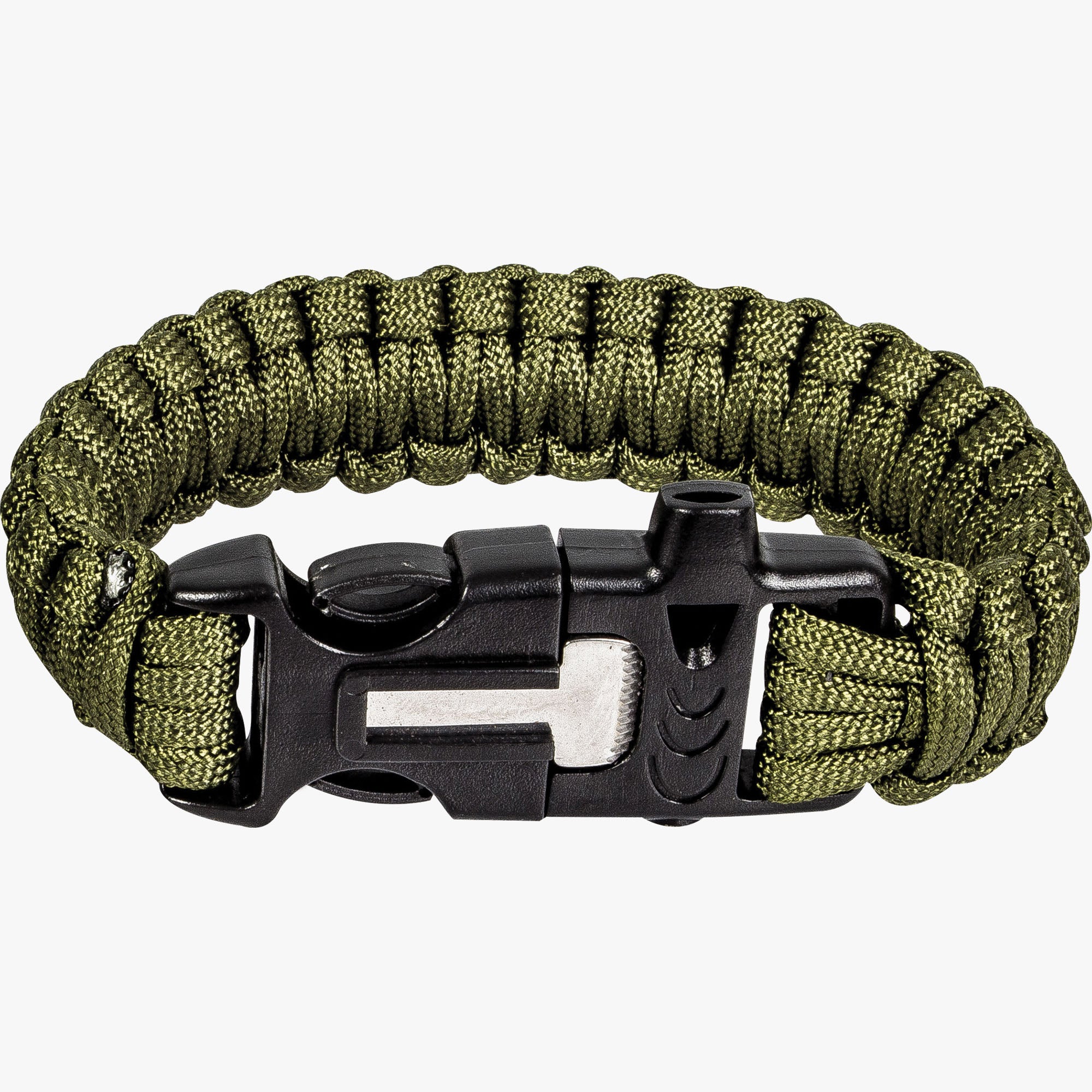 Highlander Paracord bracelet survie silex sifflet noir