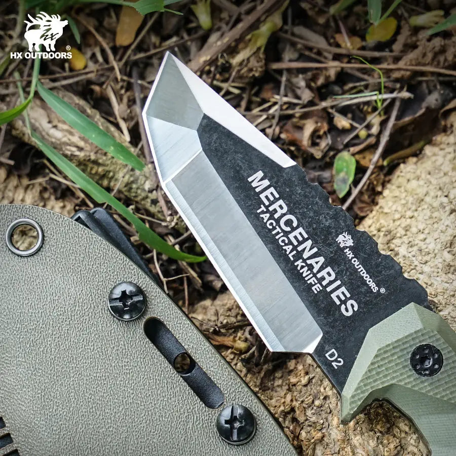 HX Mini Mercenary D-170 couteau fixe D2 marron 71 mm