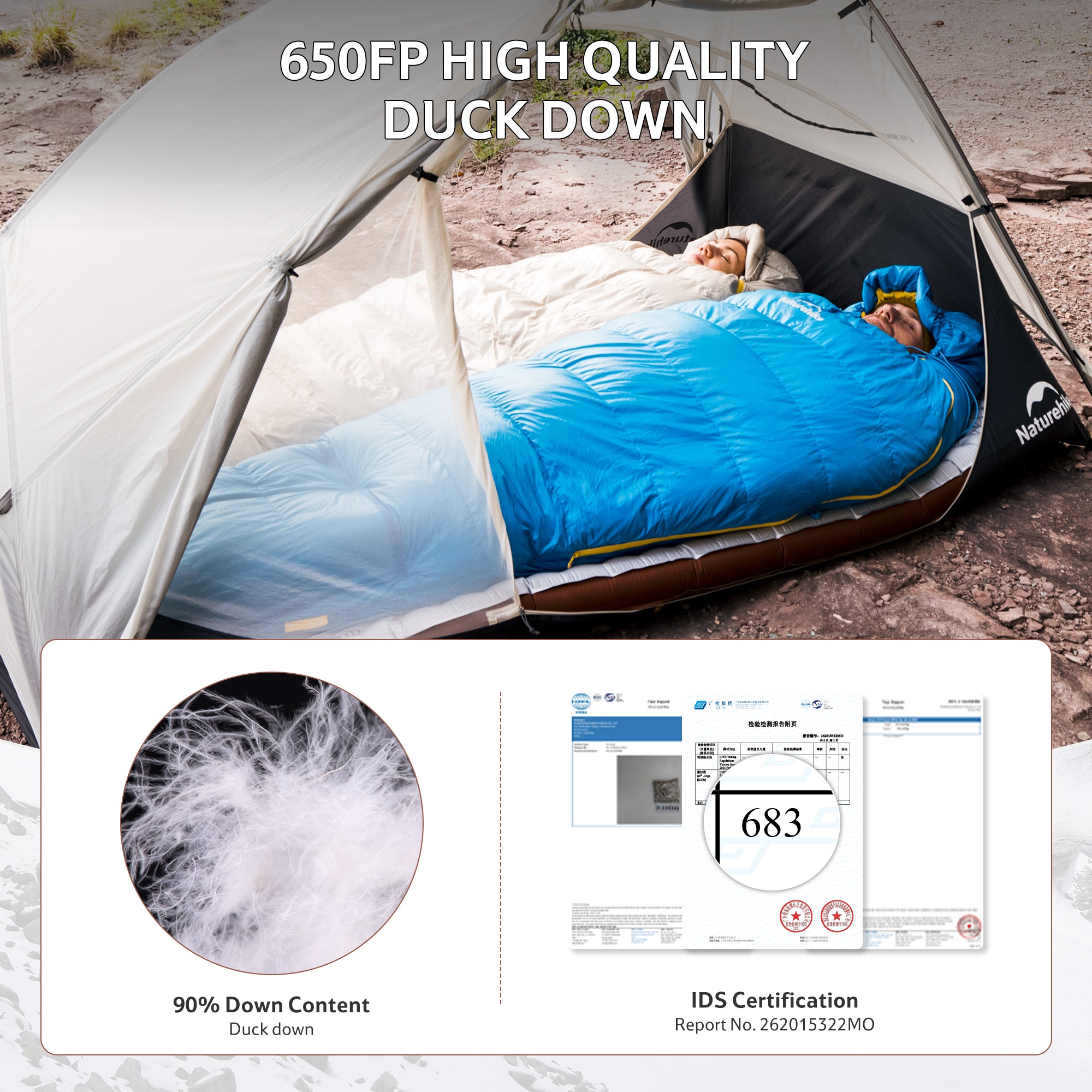 Naturehike Snowbird SP550 sac momie -1°C duvet taille M