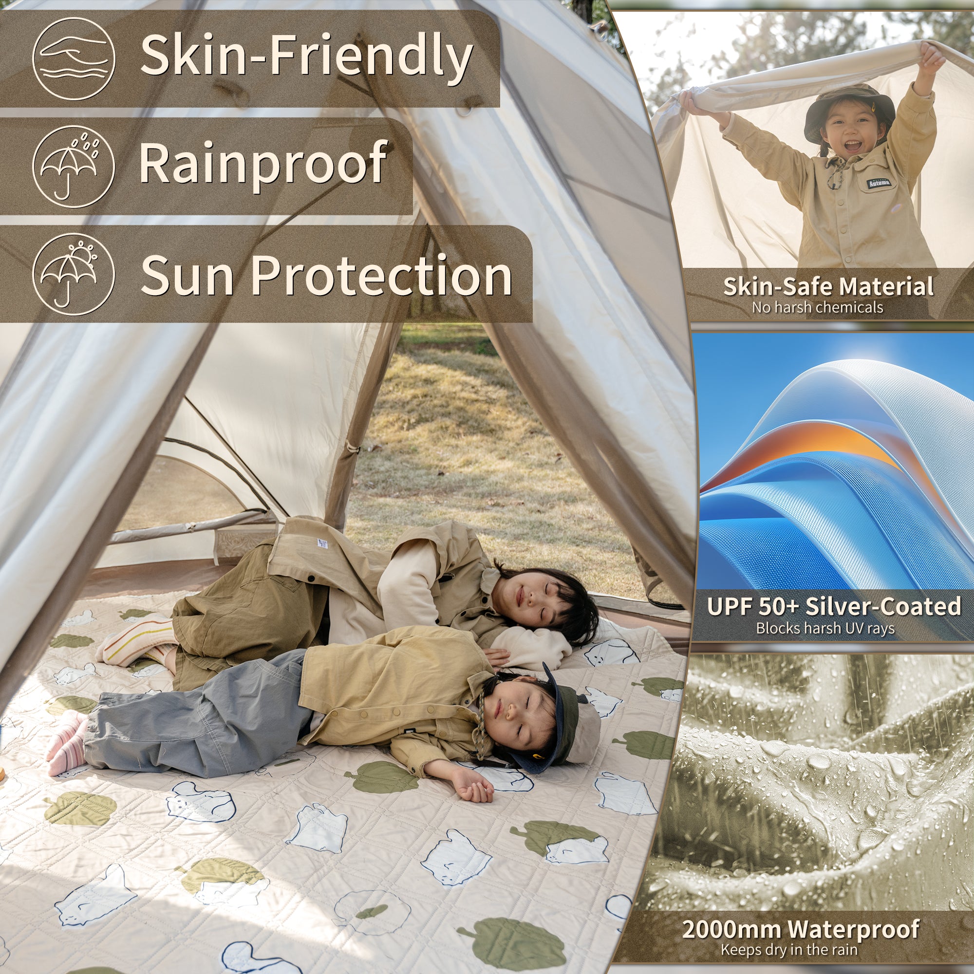Naturehike Cubby tente instantanée 3 personnes beige UPF50+