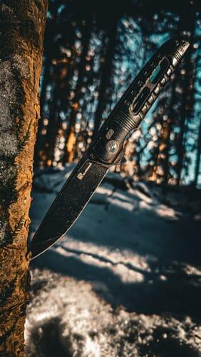 HX Dark Master Couteau Pliant D2 80 mm Titane Noir