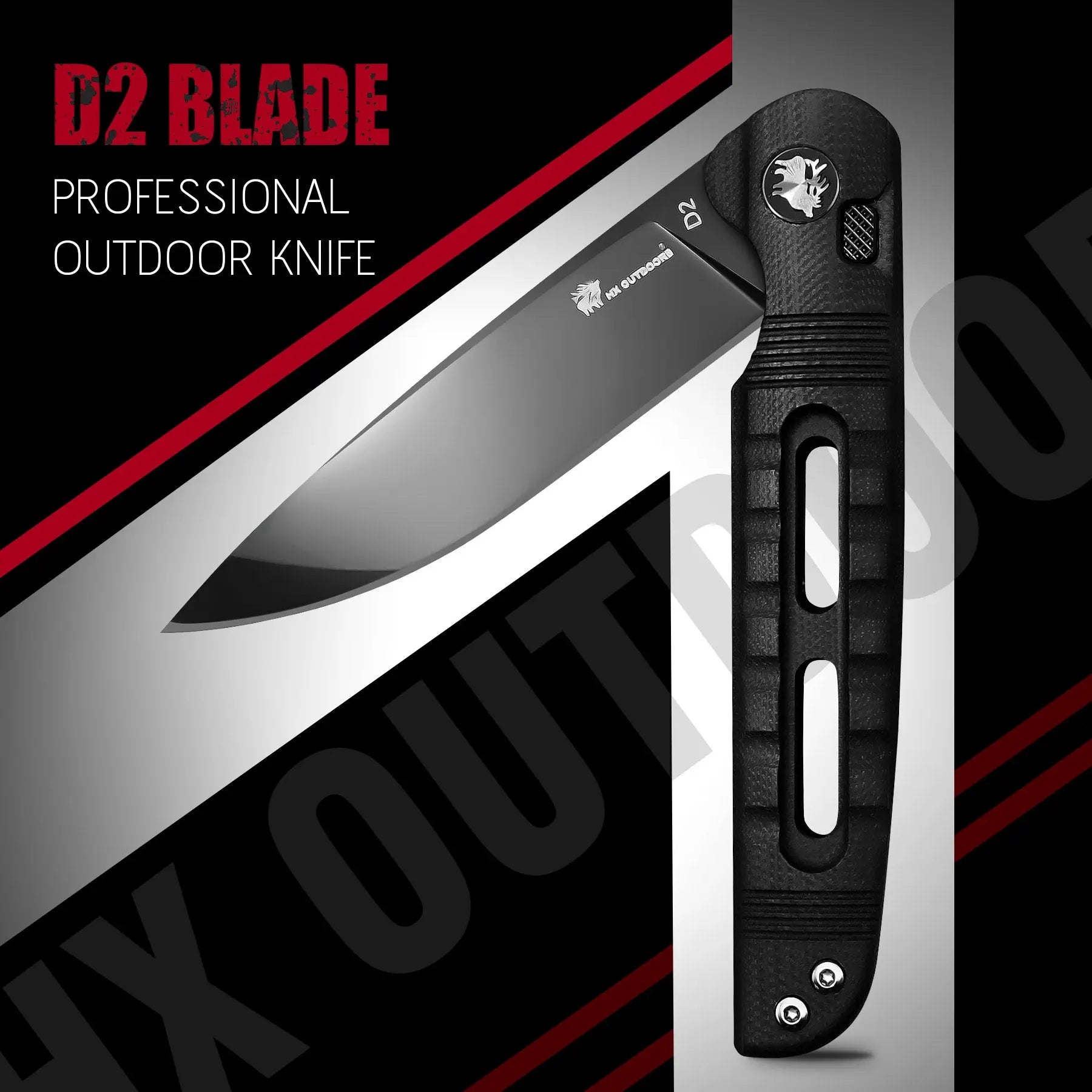 HX Dark Master ZD-112B couteau pliant D2 noir G10 80 mm