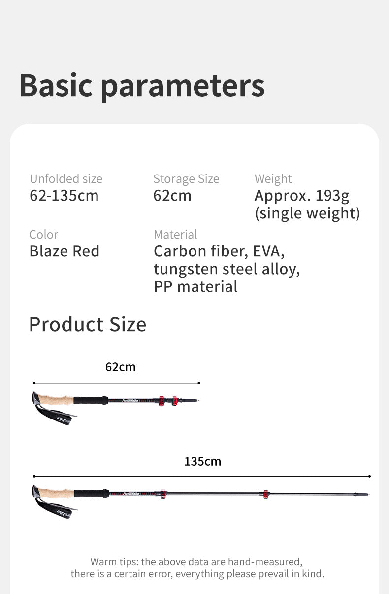 Naturehike Far Wind bâton trekking carbone lot de 2