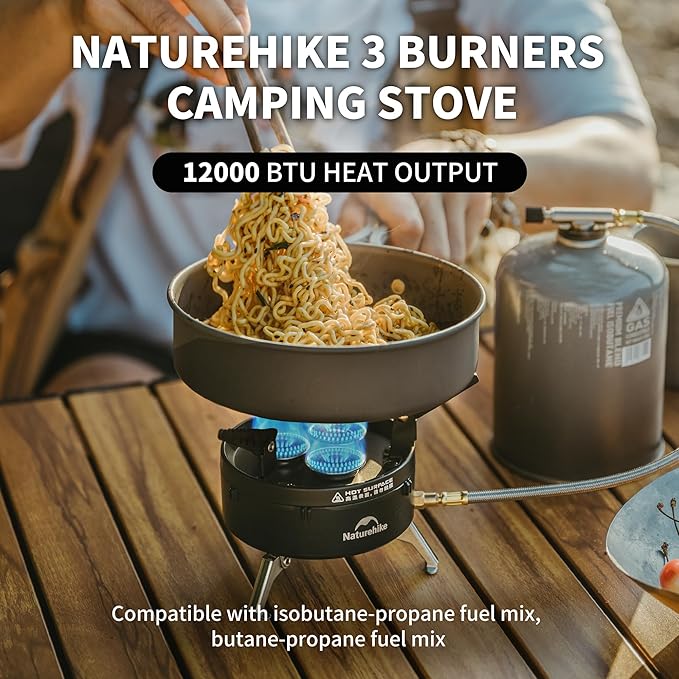 Naturehike BlackStar réchaud gaz triple brûleur 12000 BTU