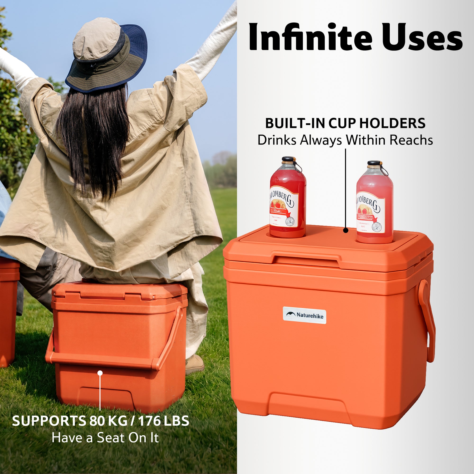 Naturehike Whale Pro glacière isotherme 17L orange 86h