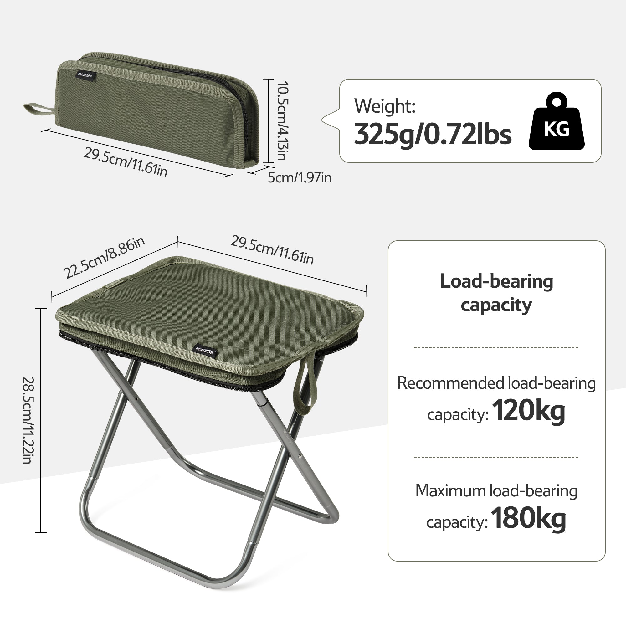 Naturehike PeakLite XL01 tabouret pliant vert 325 g
