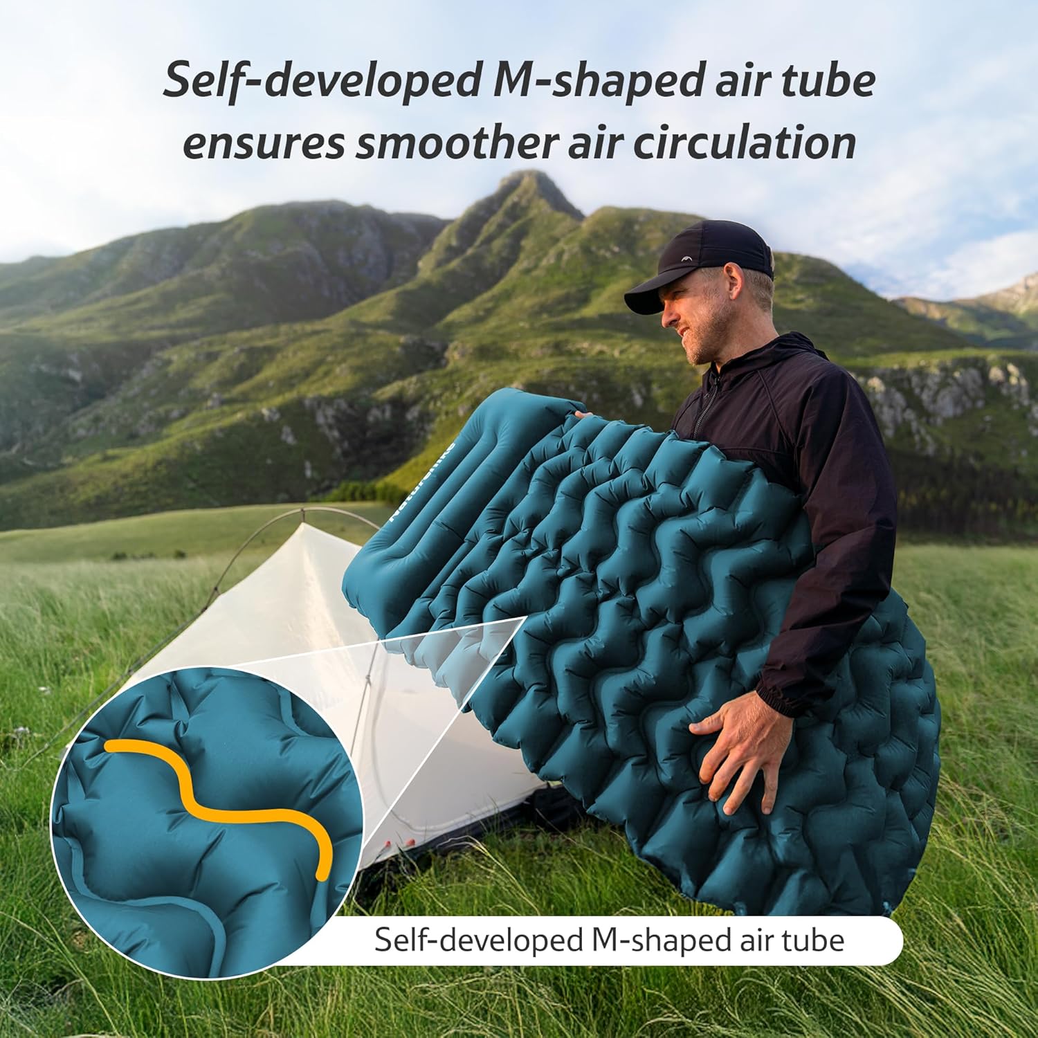 Naturehike FC01 matelas gonflable pompe à pied 6,5 cm bleu