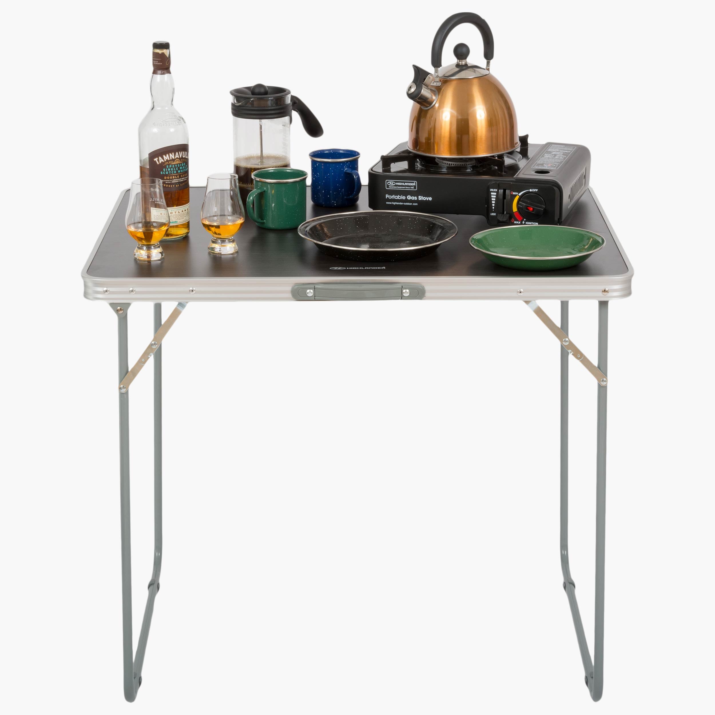 Highlander Table camping pliante compacte alu grise single
