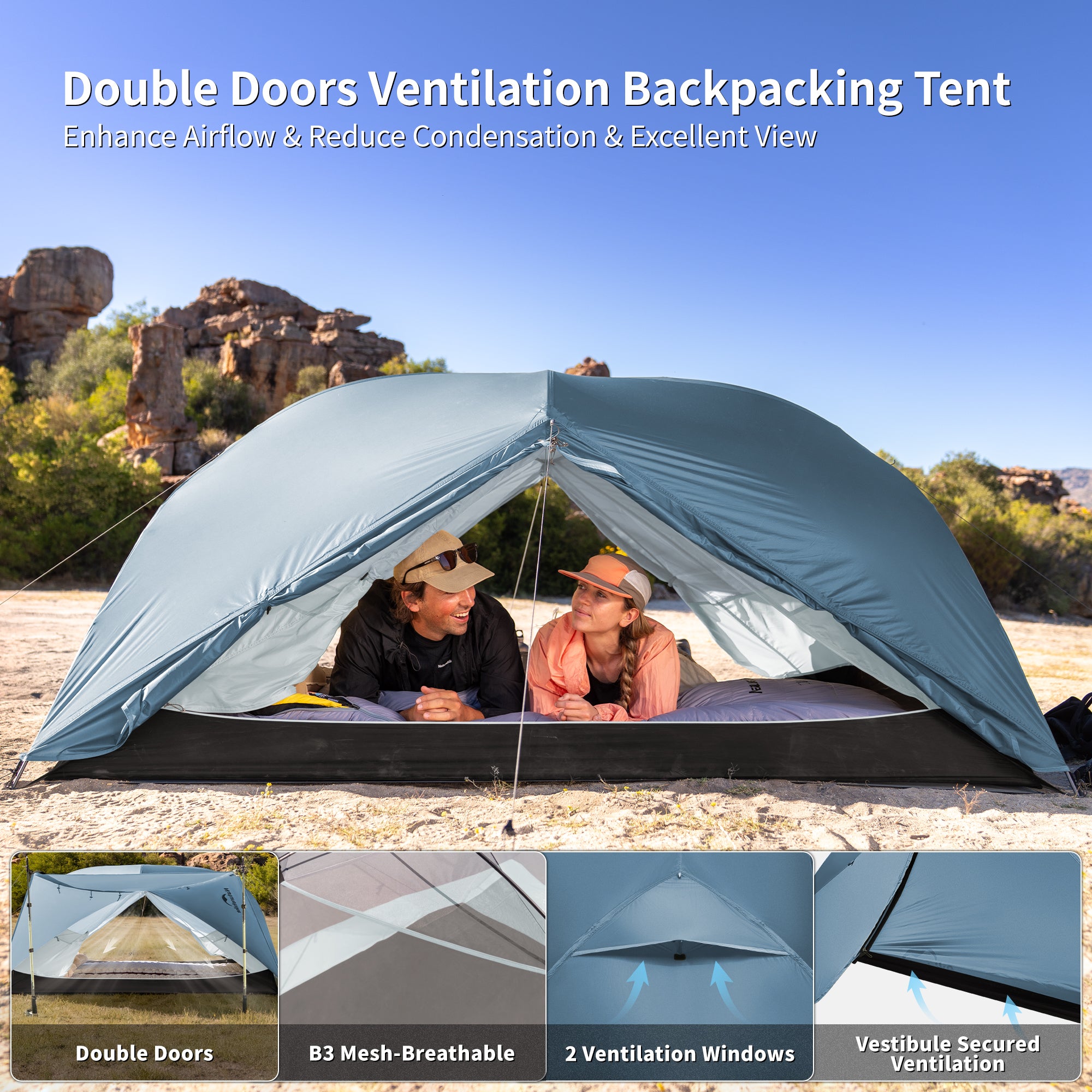 Naturehike Mongar Base tente randonnée 2 personnes verte PU3000