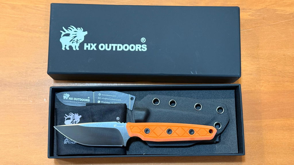 HX Maverick couteau fixe D-354D 14C28N G10 Orange 75 mm