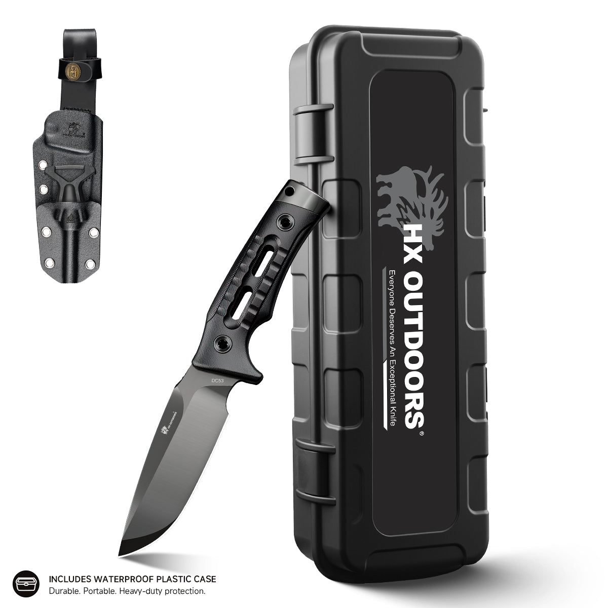 HX Rock Apex TD-18DLC couteau fixe DC53 DLC noir