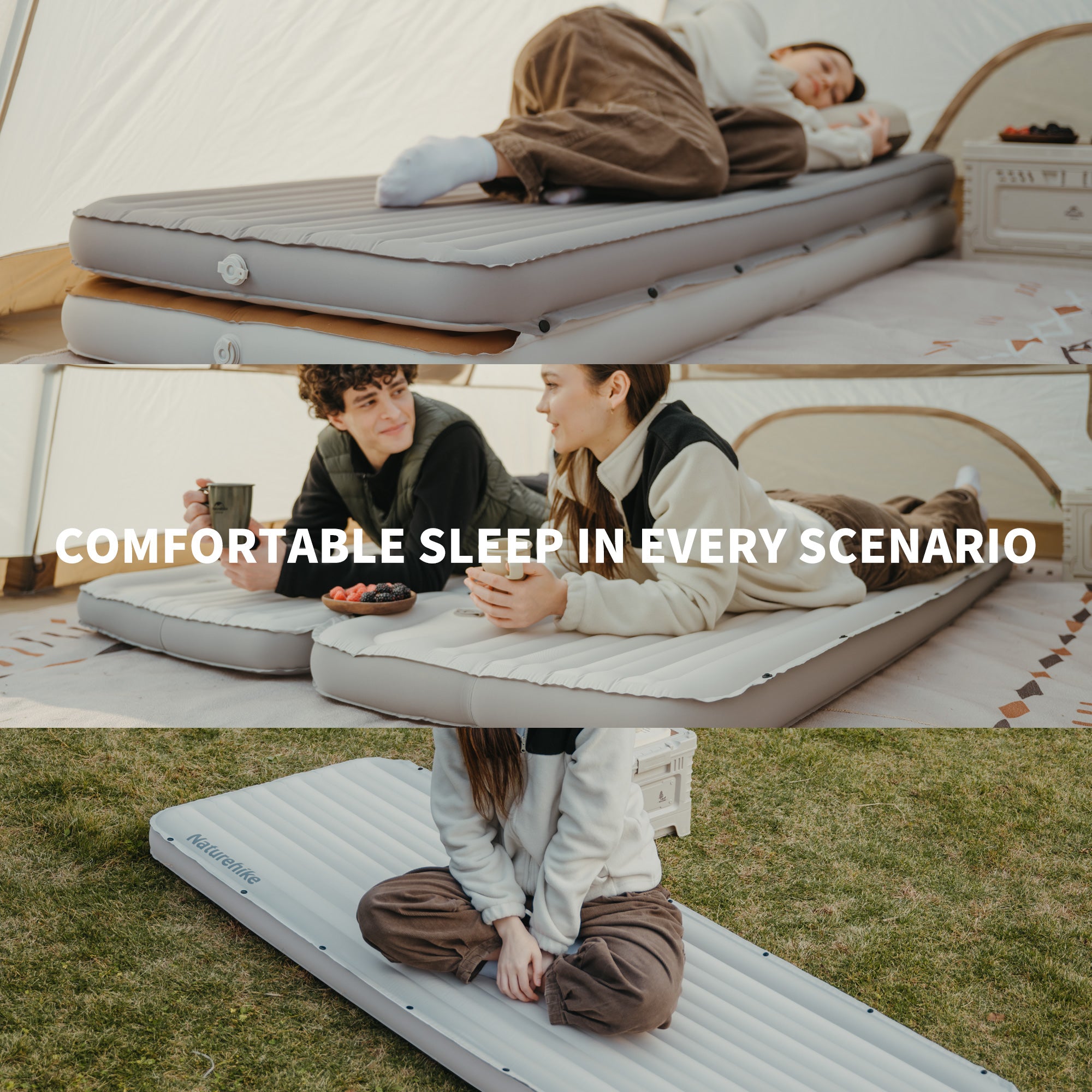 Naturehike Libamboo Matelas gonflable gris pompe à pied