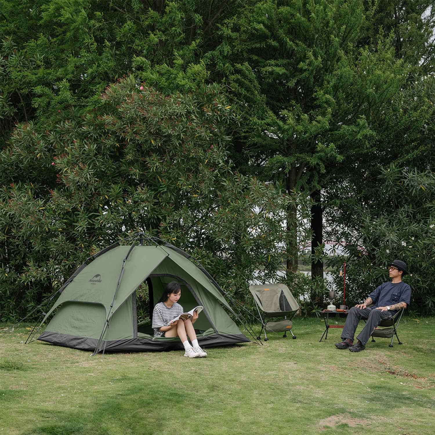 Naturehike tente camping pop-up 3 personnes vert grisâtre
