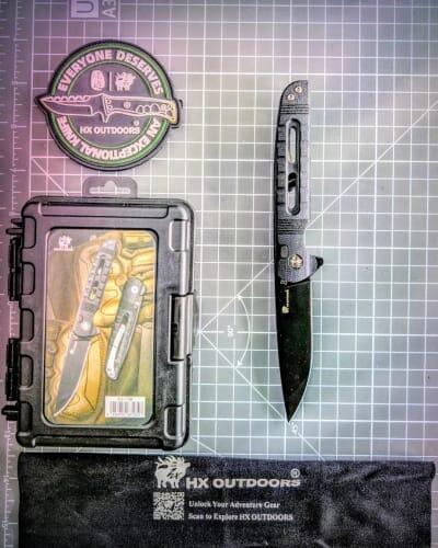 HX Dark Master ZD-112B couteau pliant D2 noir G10 80 mm