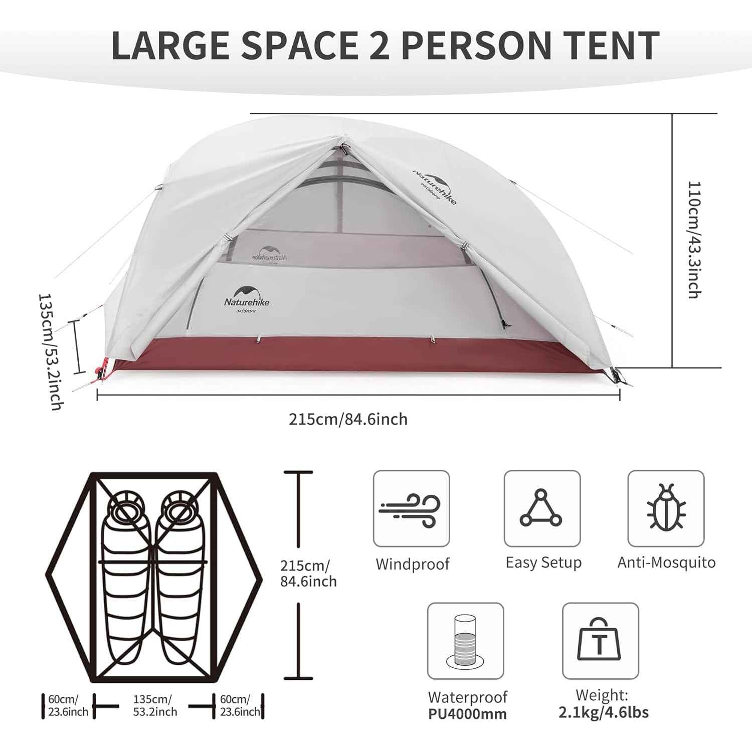 Naturehike Star River tente 2 places vert armée 210T