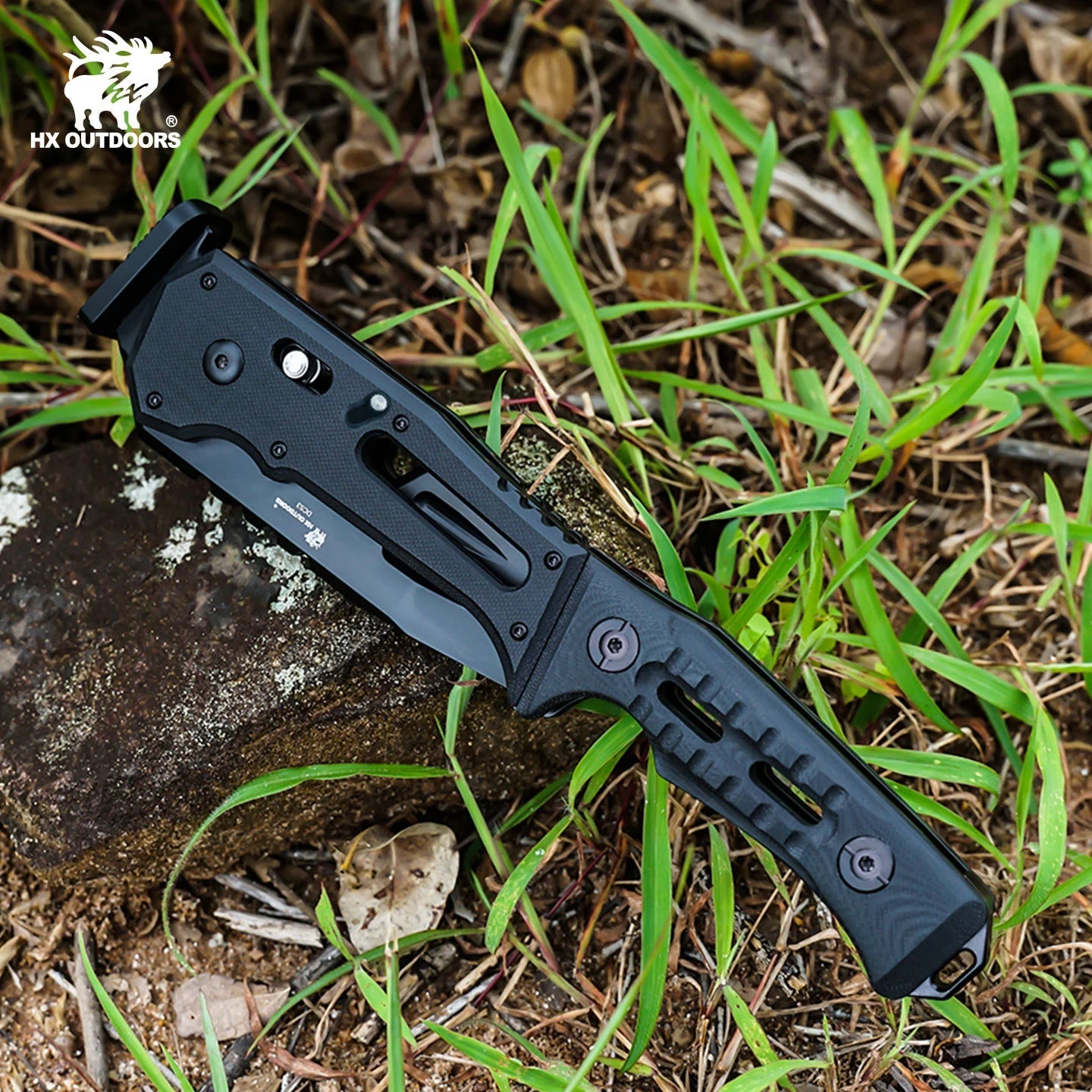 HX Camping Hatchet FALCILUX FT-19 hache pliante manche noir DC53