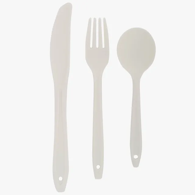 Highlander couverts camping polycarbonate blanc 3 pièces