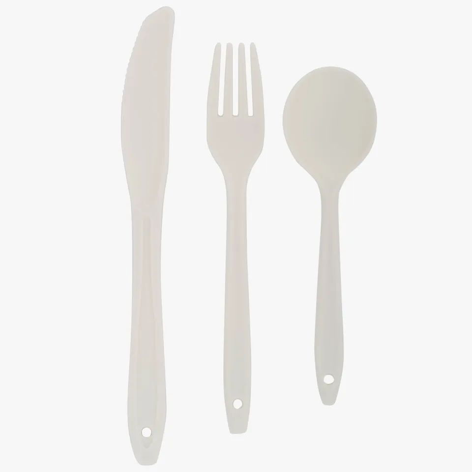 Highlander couverts camping polycarbonate blanc 3 pièces