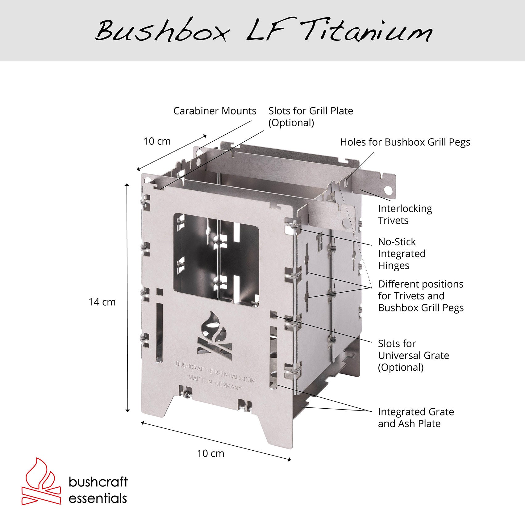 Bushcraft Essentials Bushbox LF Titanium réchaud bois pliable