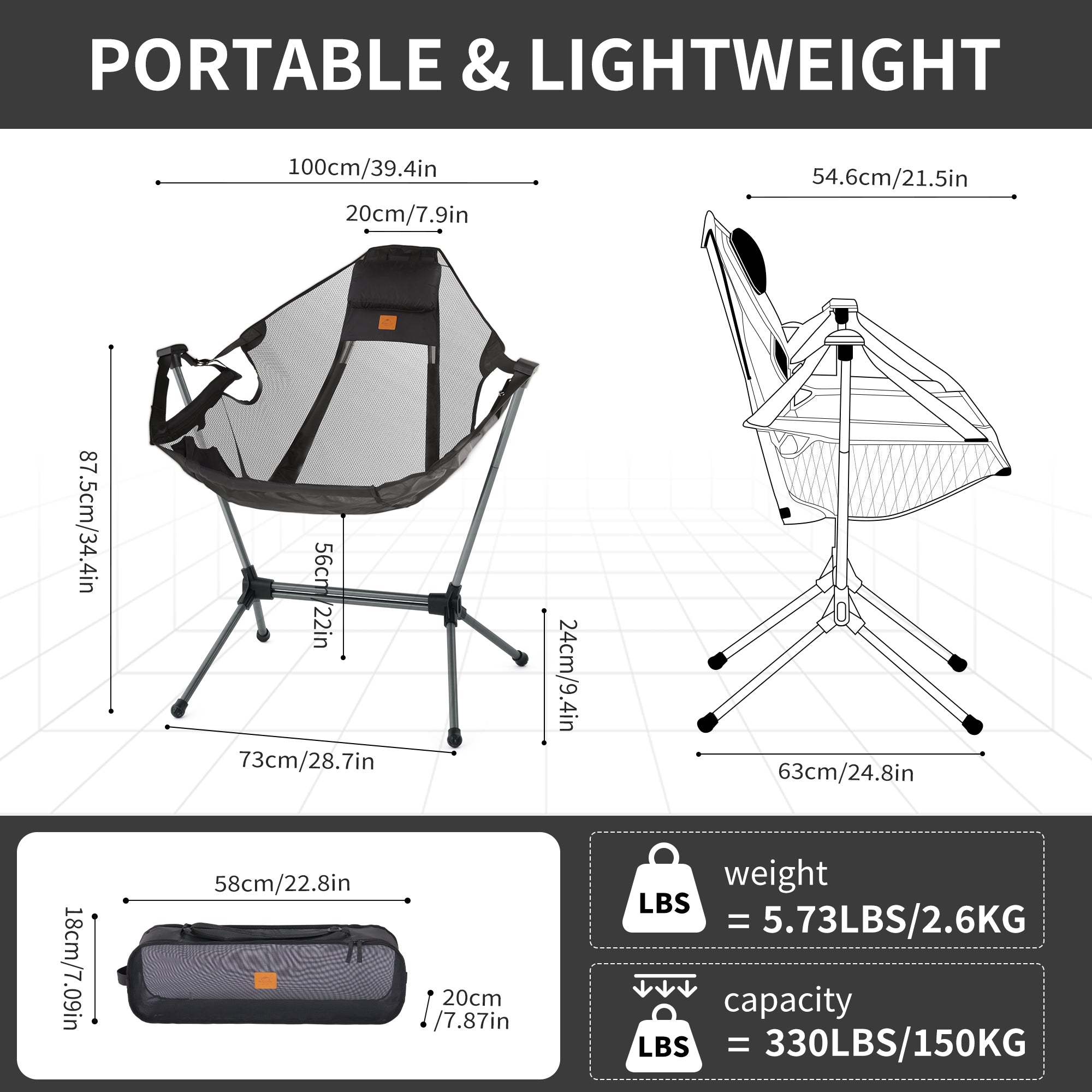 Naturehike YL11 chaise camping pliable inclinable 150 kg