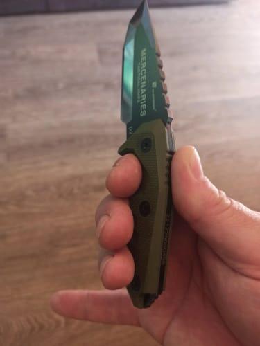 HX Mini Mercenary D-170 couteau fixe D2 marron 71 mm