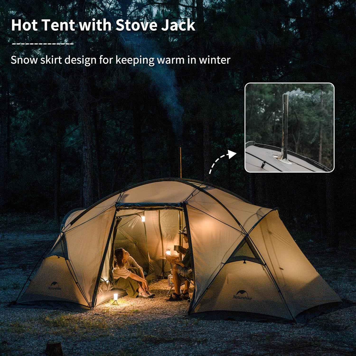 Naturehike Massif tente camping 4 personnes chauffante hiver