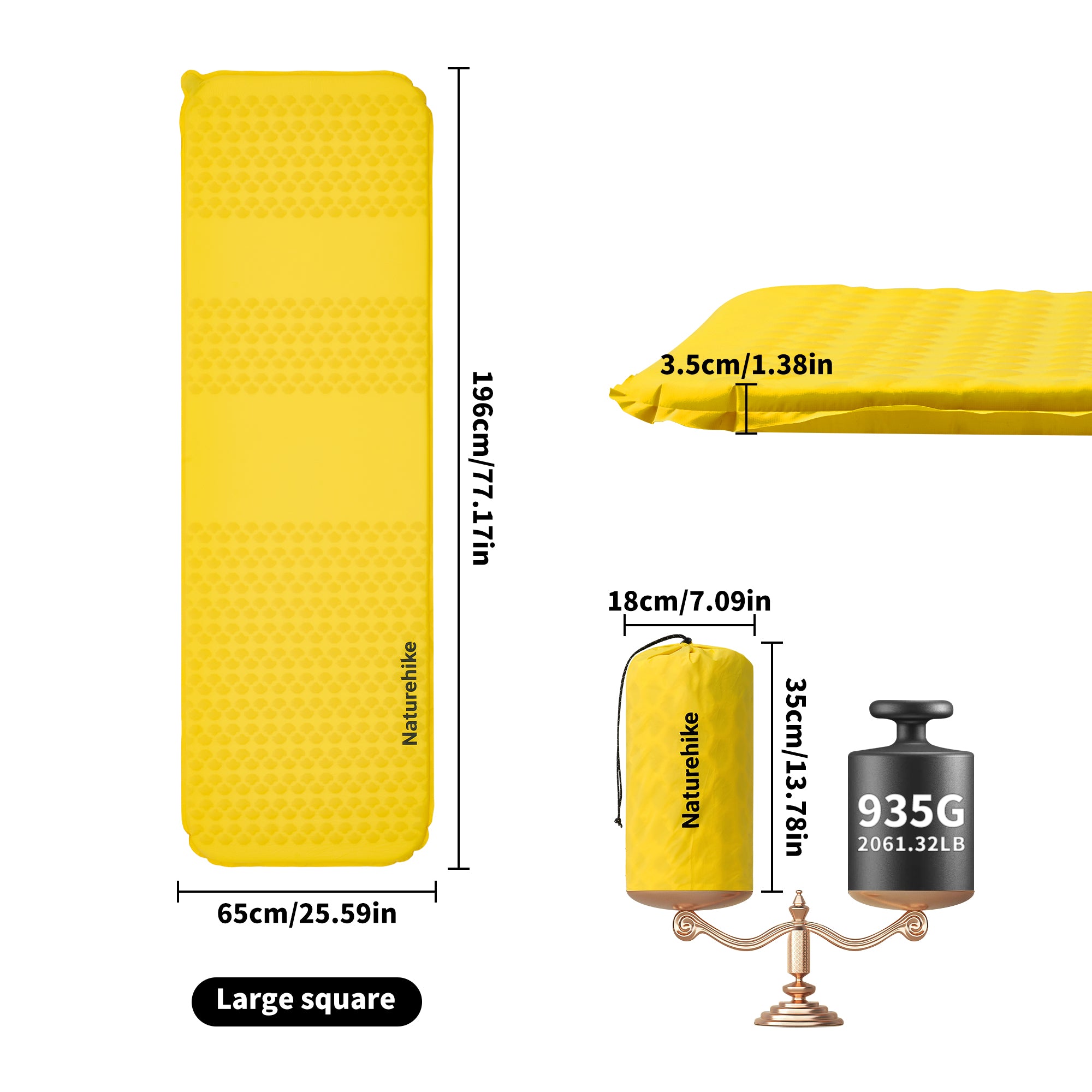 Naturehike Yugu R3.6 matelas autogonflant momie 183x53 R3.6