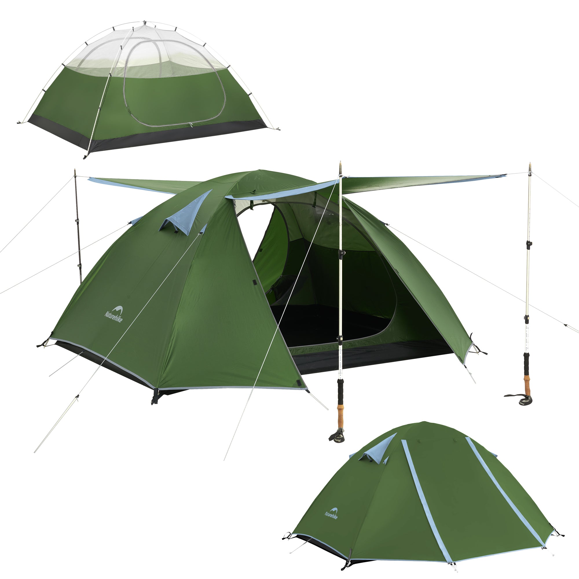 Naturehike Bleik tente 3 places Type A vert forêt PU3000