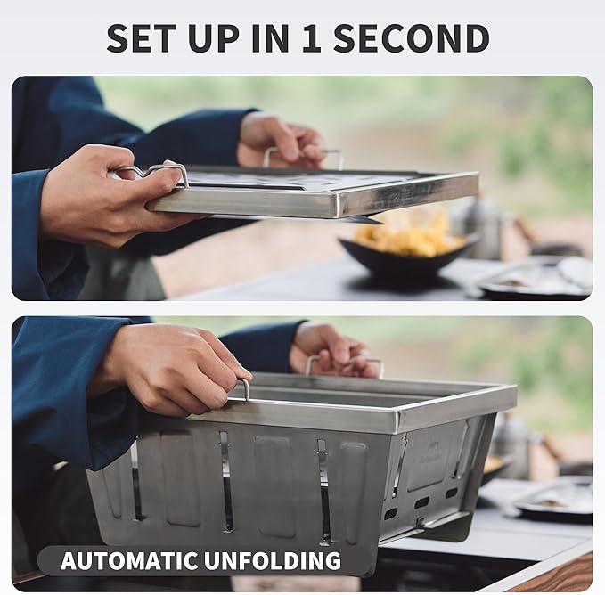 Naturehike FieldVale gril barbecue inox pliant charbon