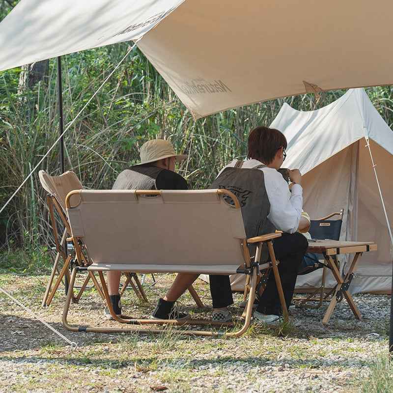 Naturehike chaise camping double bois grain noir 2 places