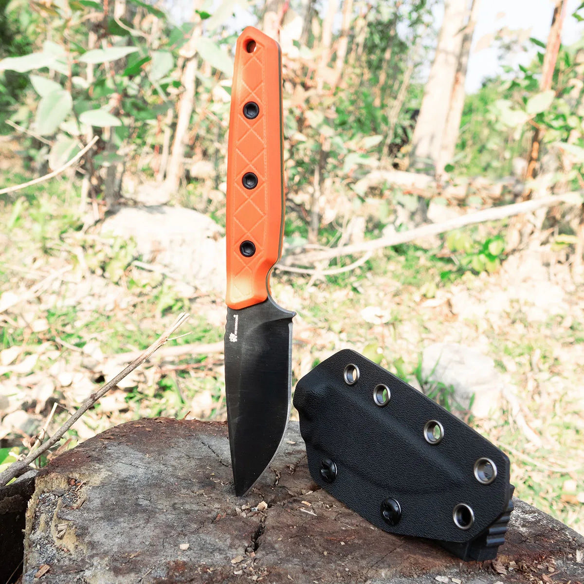 HX Maverick couteau fixe D-354D 14C28N G10 Orange 75 mm