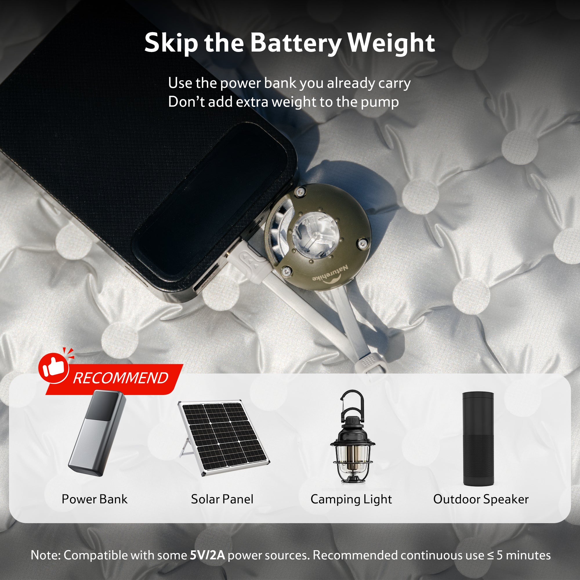 Naturehike Wind-nano mini pompe à air électrique 29g USB-C