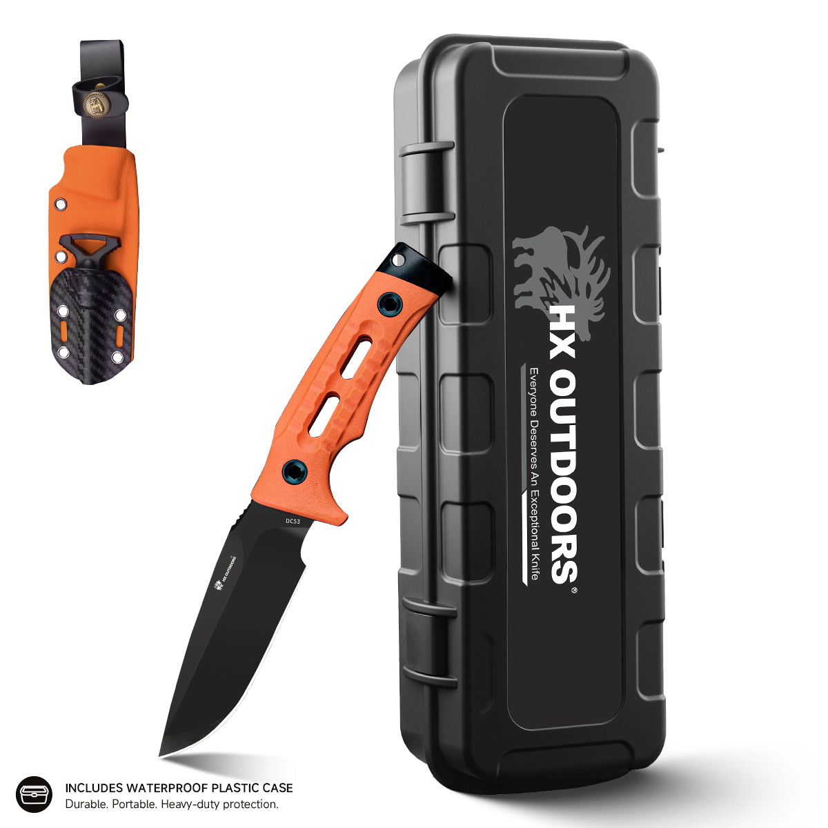 HX Rock Apex TD-18CE couteau fixe manche G10 orange DC53