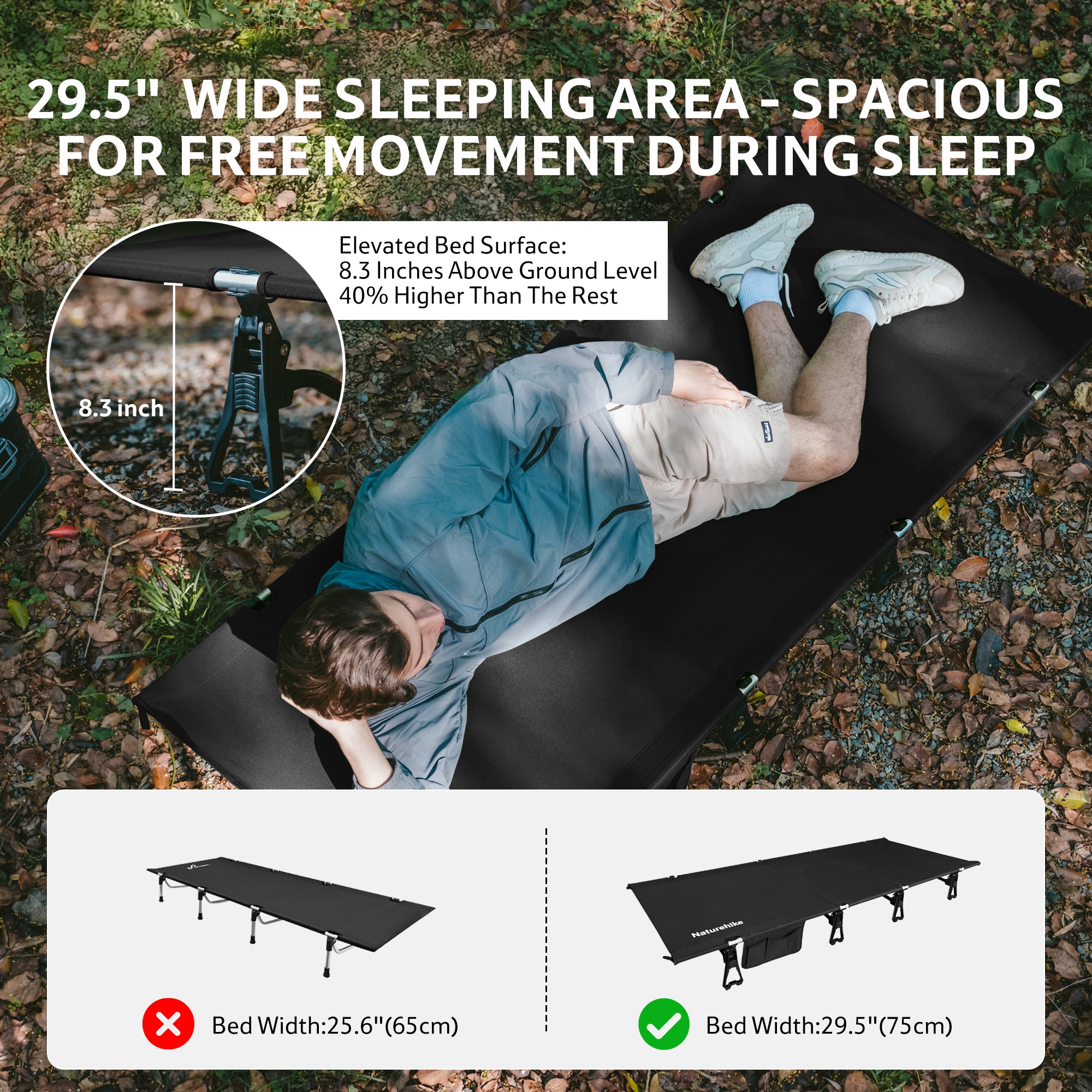 Naturehike GreenField XJC08 Lit de Camp Pliant 150kg
