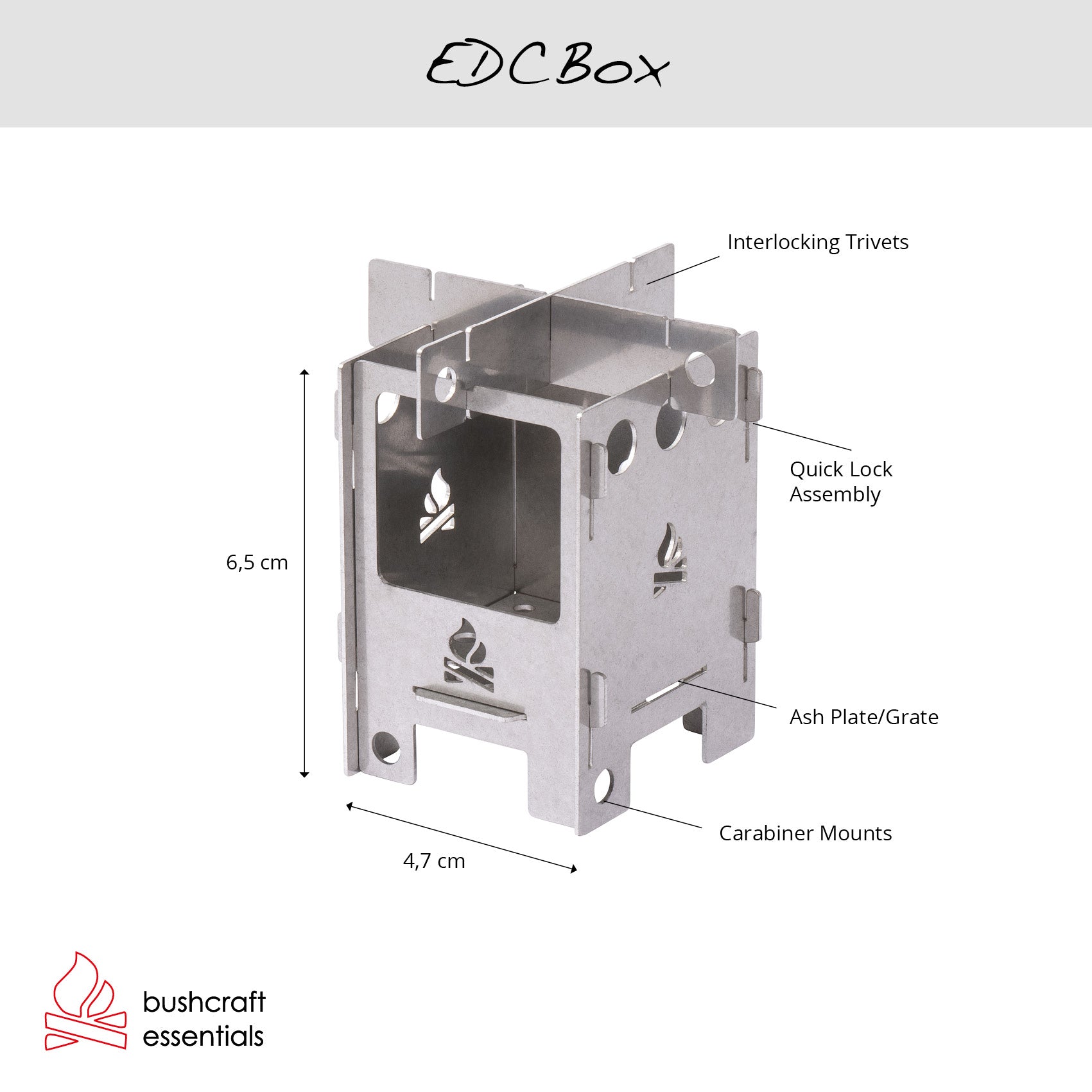 Bushcraft Essentials EDCBox Mikrokocher Réchaud titane 41 g
