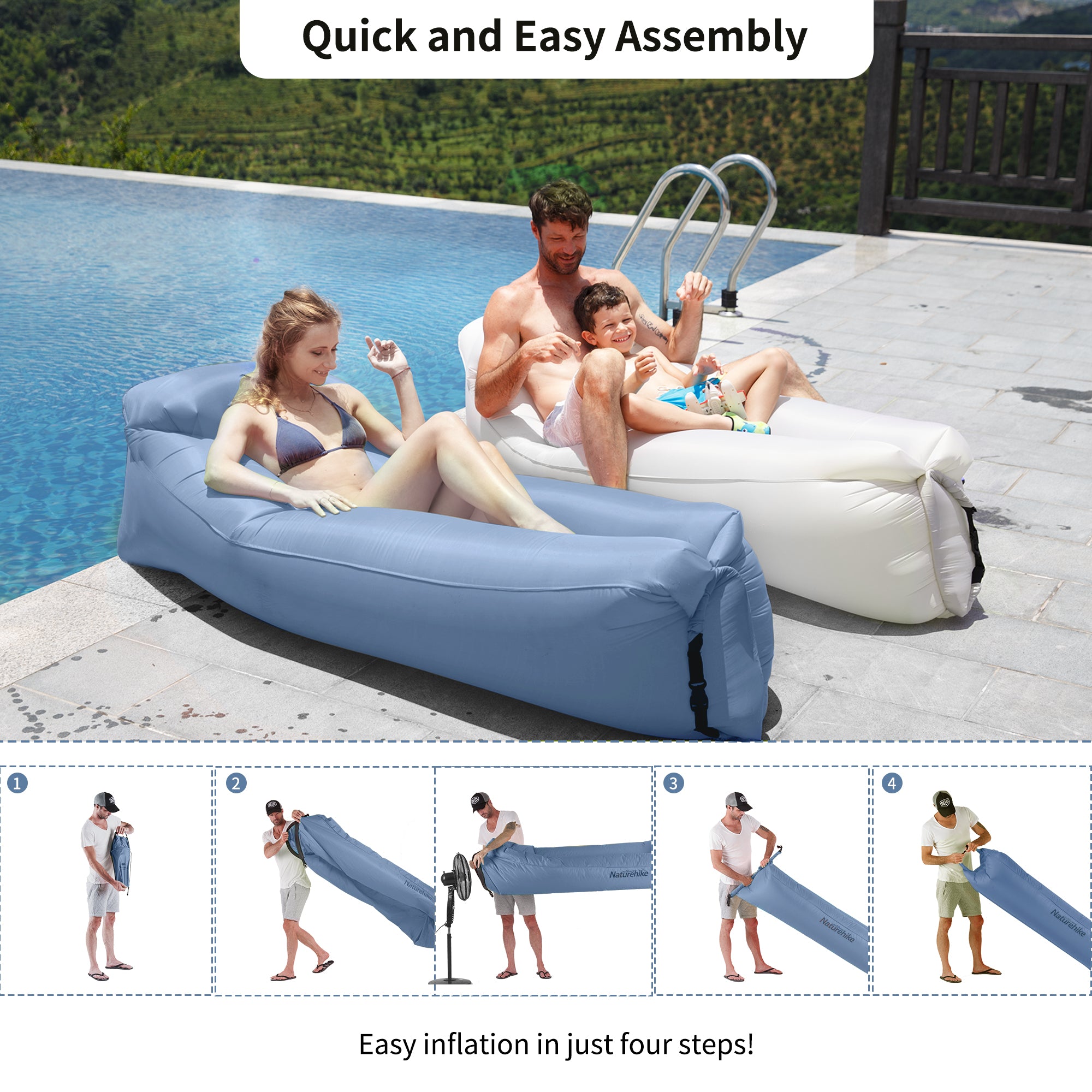 Naturehike Canapé gonflable double gris air sofa
