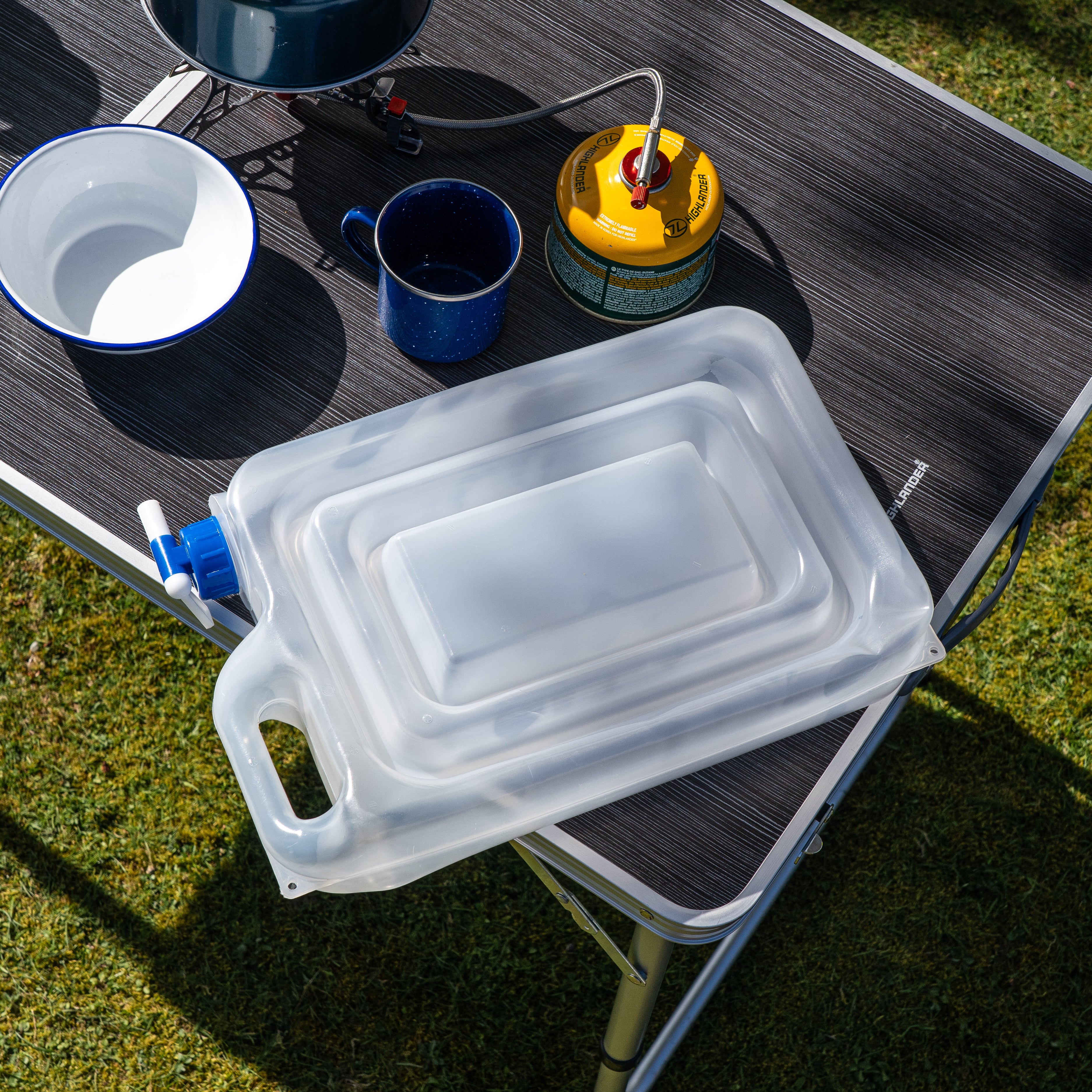 Highlander jerrican eau pliable 13 L bleu à robinet