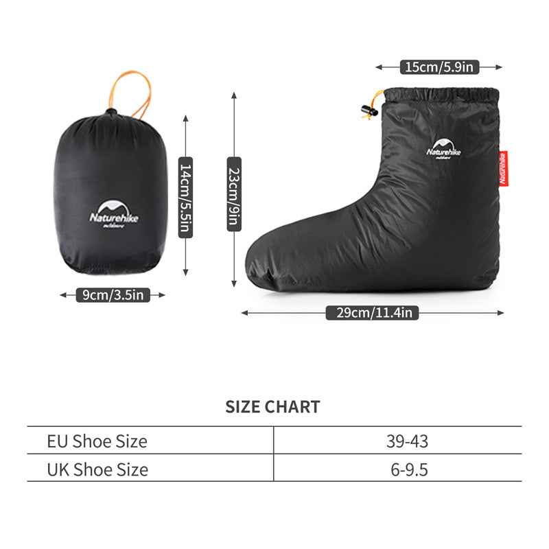 Naturehike Vêtements d'extérieur chaussons duvet noir L chaud