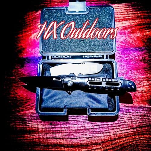 HX Dark Master Couteau Pliant D2 80 mm Titane Noir