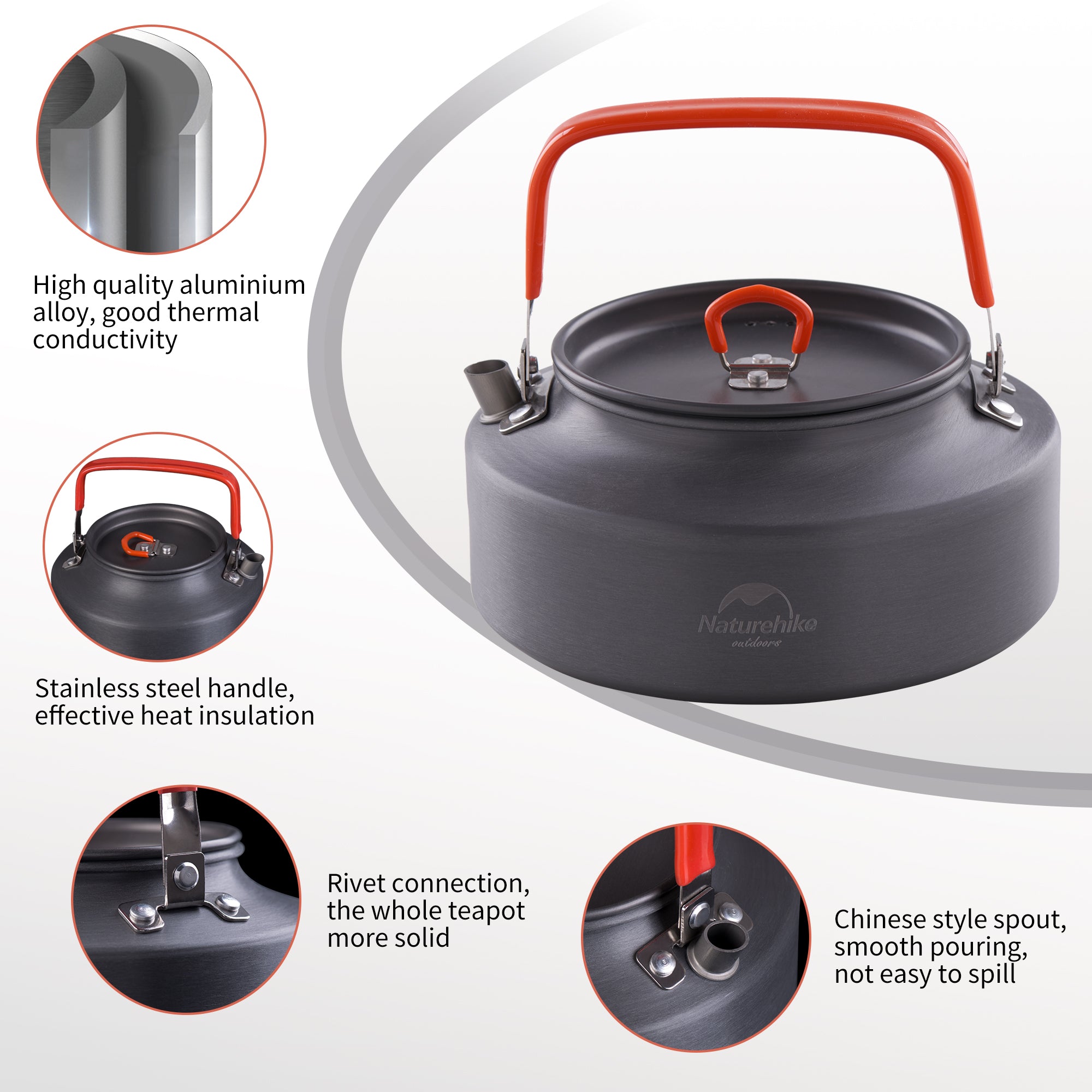 Naturehike bouilloire camping aluminium 1,45 L