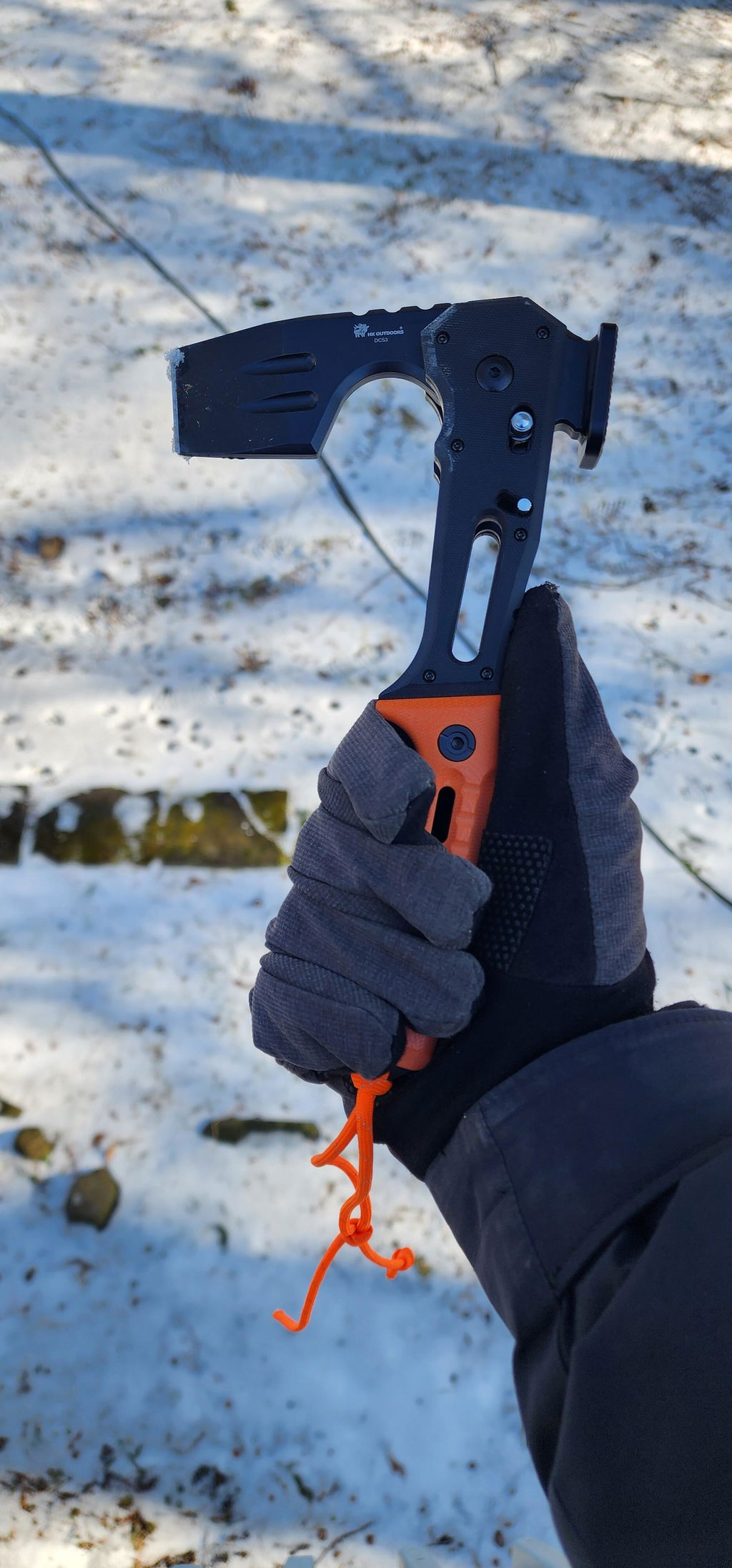 HX Camping Hatchet FALCILUX FT-19 hache pliante manche noir DC53