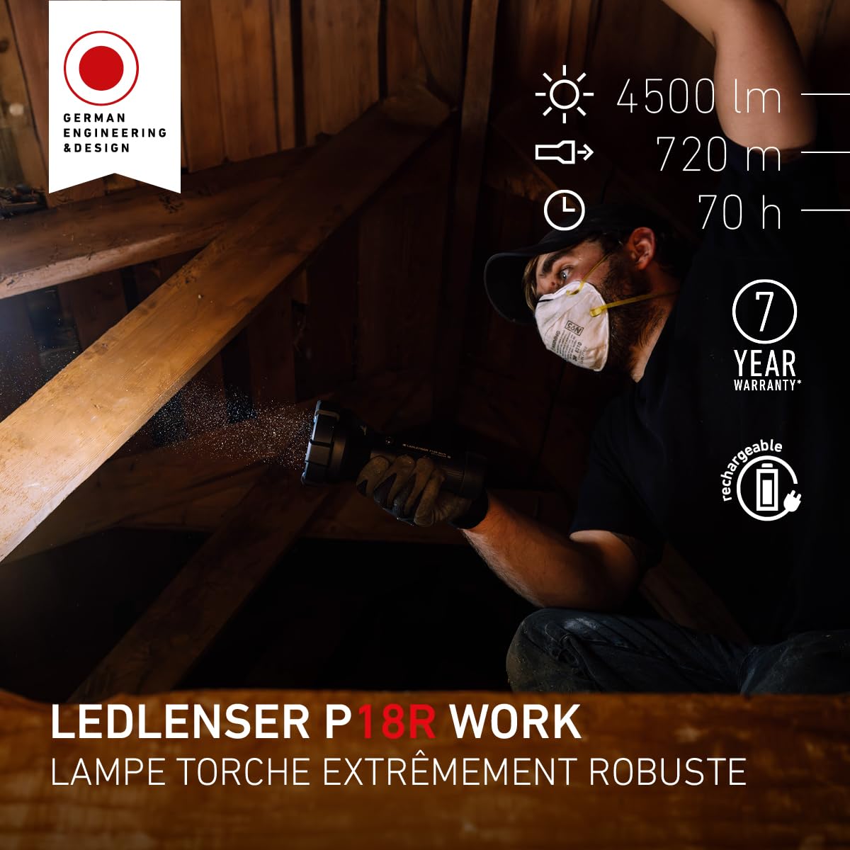 Ledlenser P18R Work Lampe Torche 4500 lm 720 m