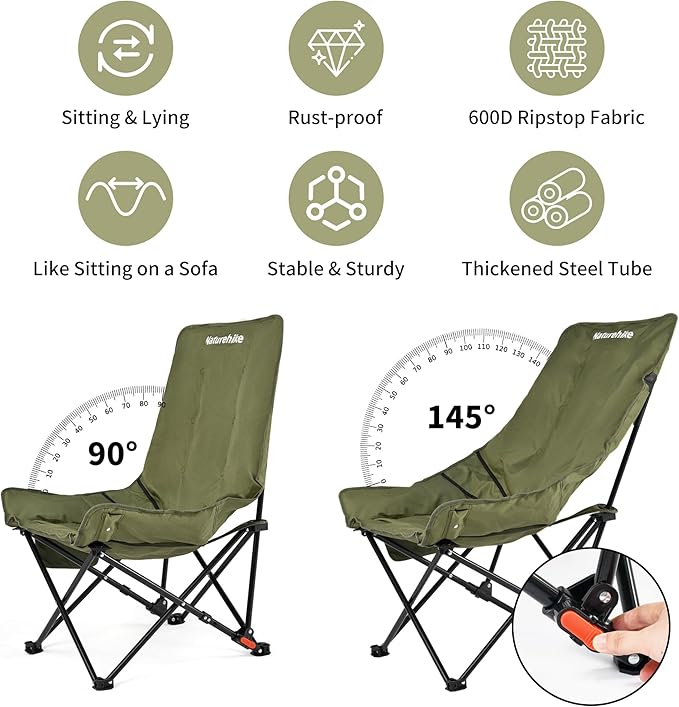 Naturehike SeaStar chaise camping rembourrée verte basique