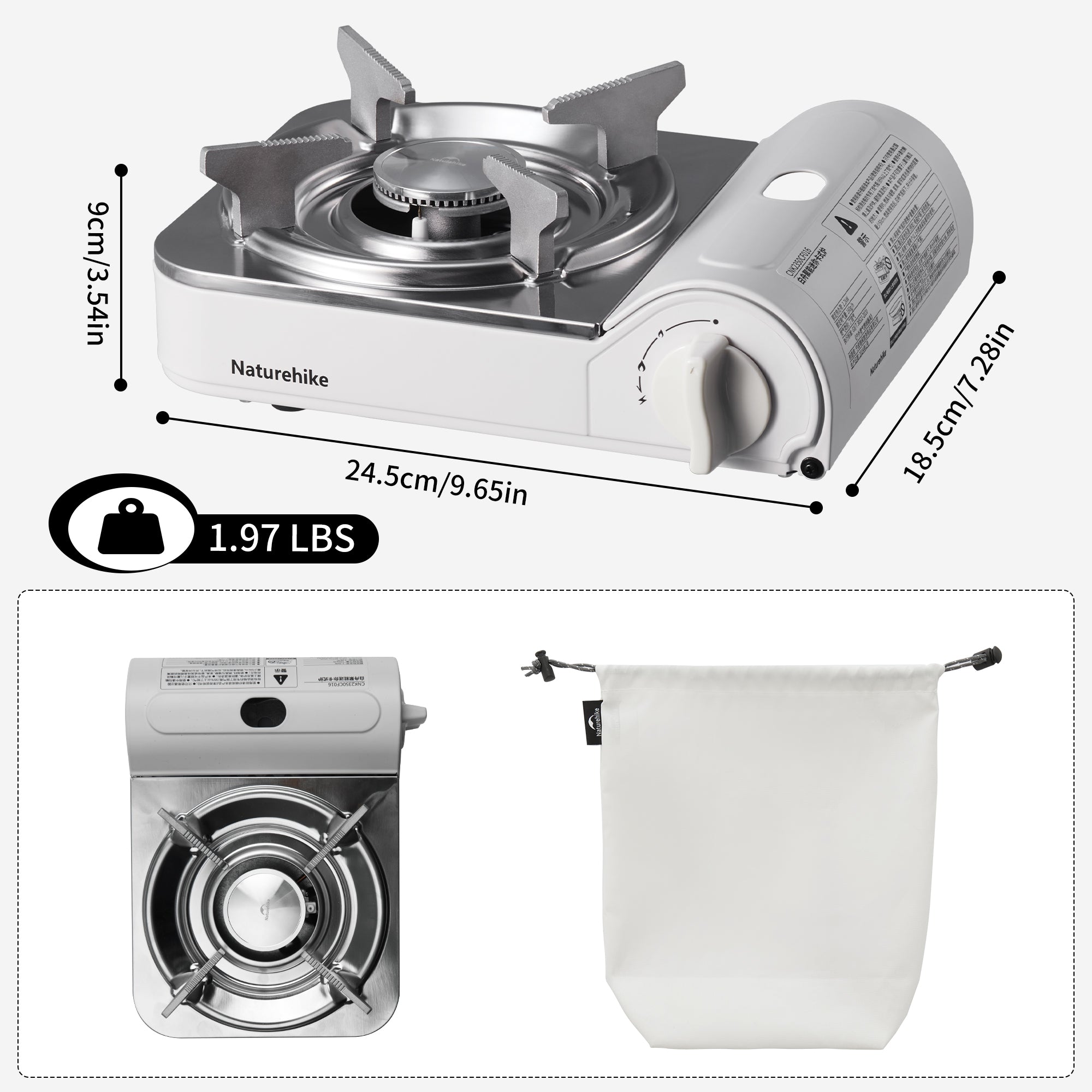 Naturehike White Ark Réchaud Camping Gaz 7650 BTU Mini