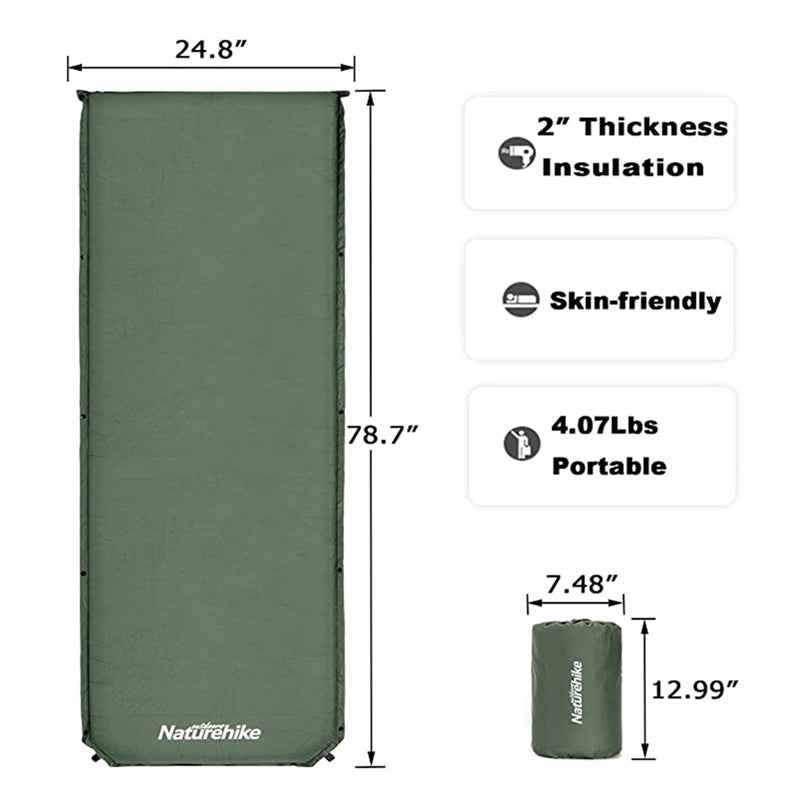 Naturehike D03 Tapis Autogonflant 1 Place Vert Matelas