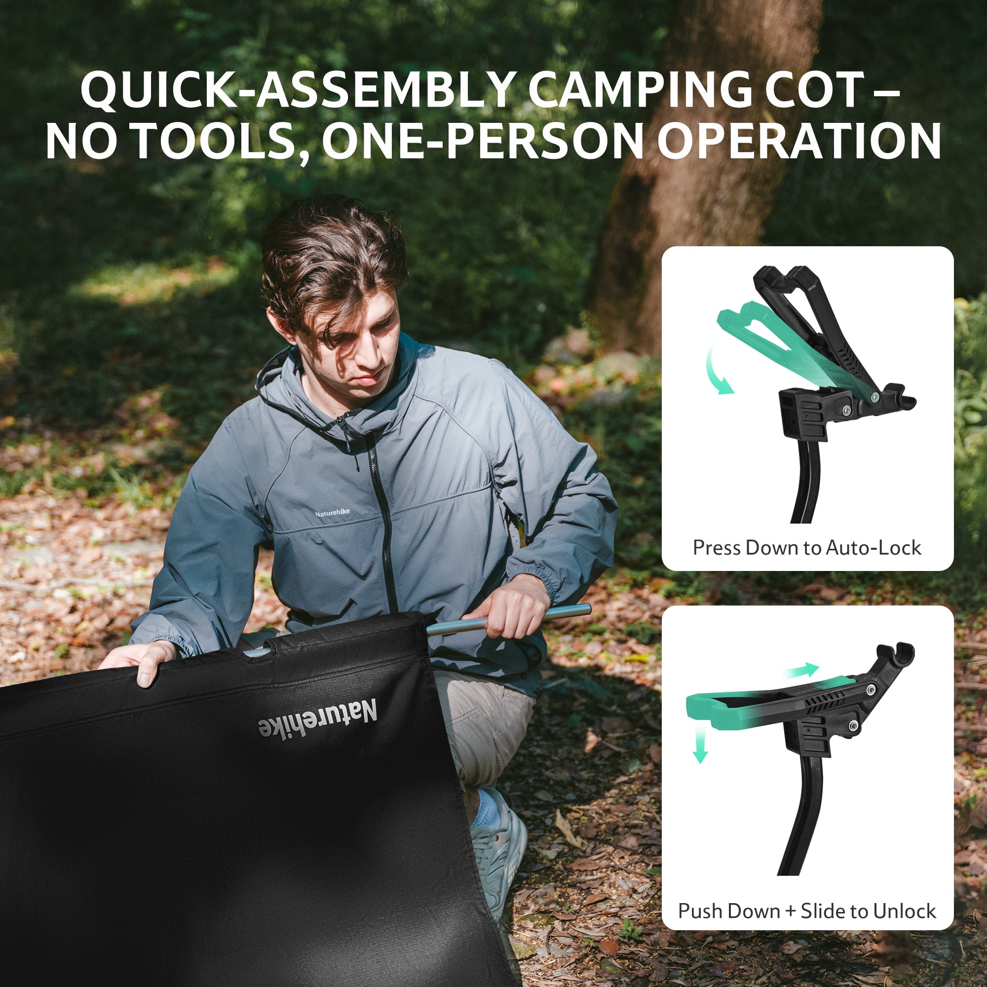 Naturehike GreenField XJC08 Lit de Camp Pliant 150kg
