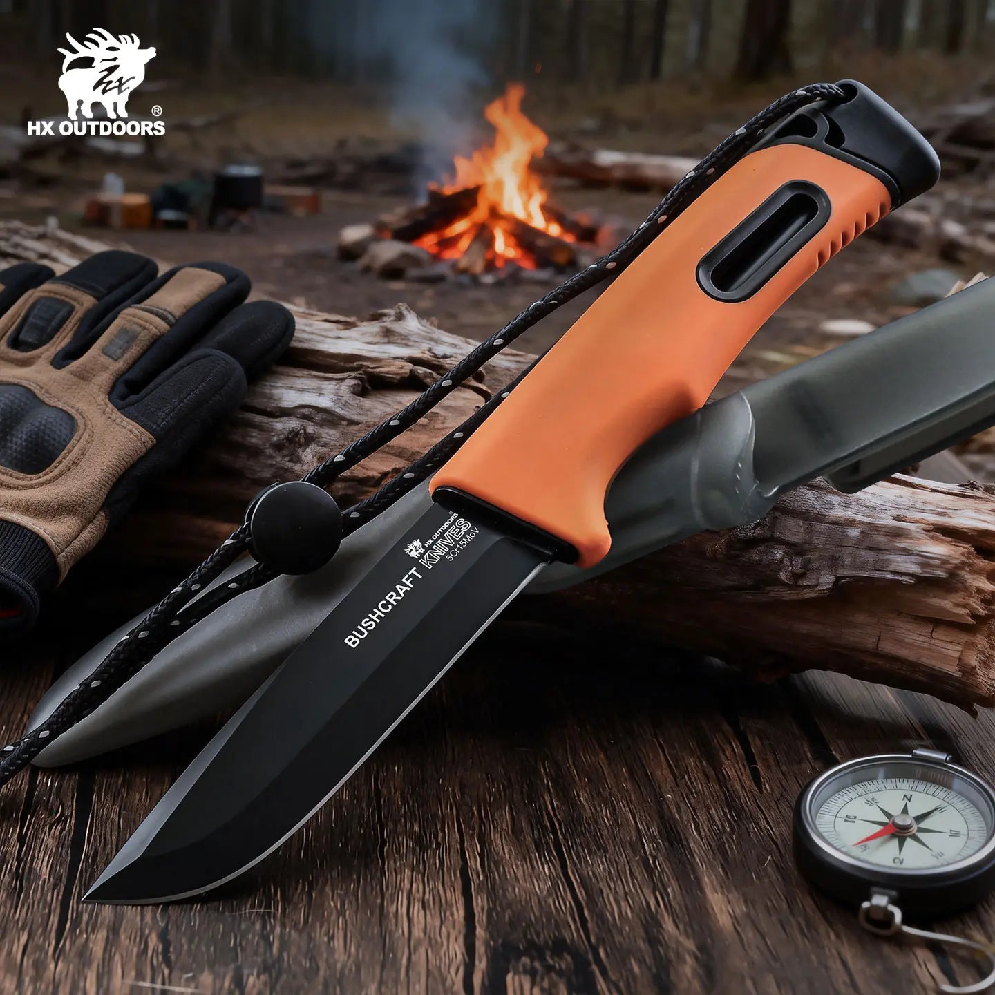 HX Survival Master TD-21F couteau fixe 95 mm orange